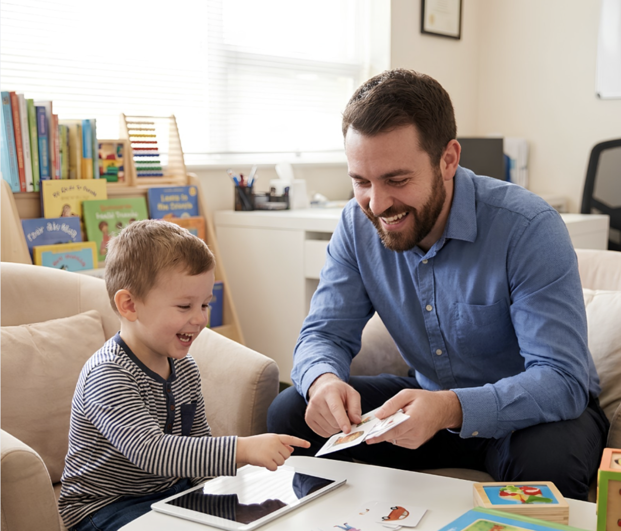 Speech pathologist working with a client
