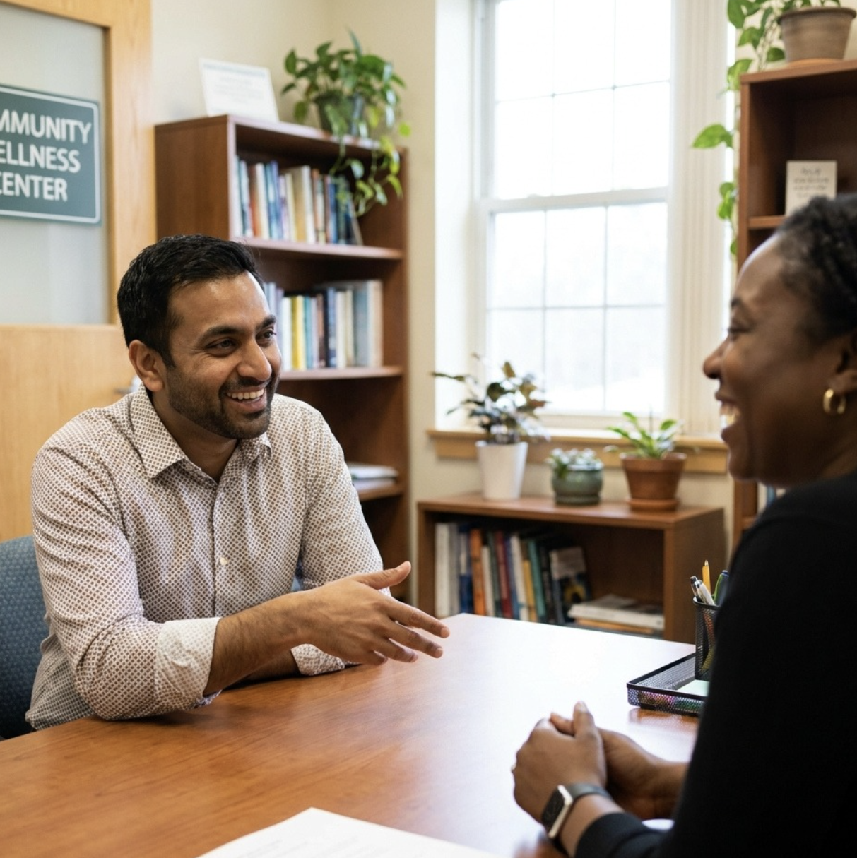 Social worker providing case management and support