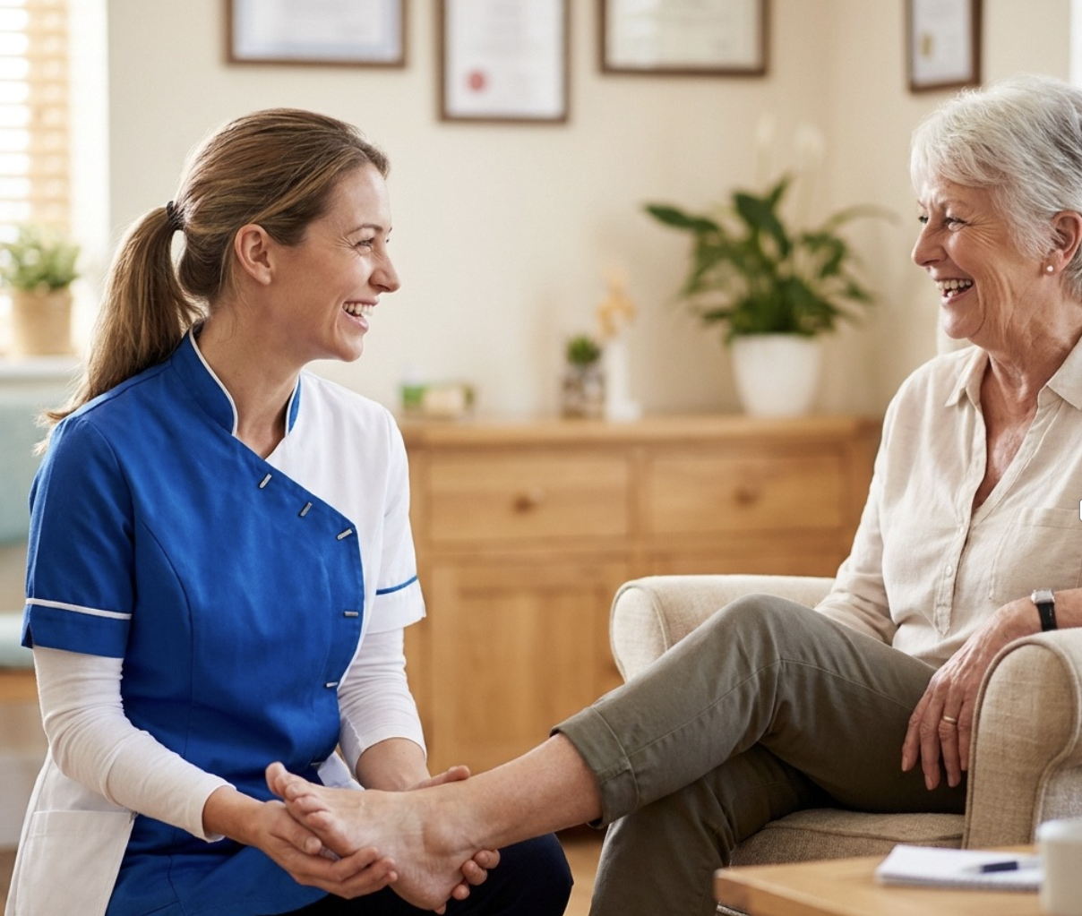 Podiatrist treating a lower-limb condition