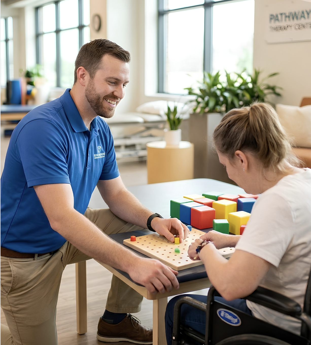Occupational therapist supporting an adult client
