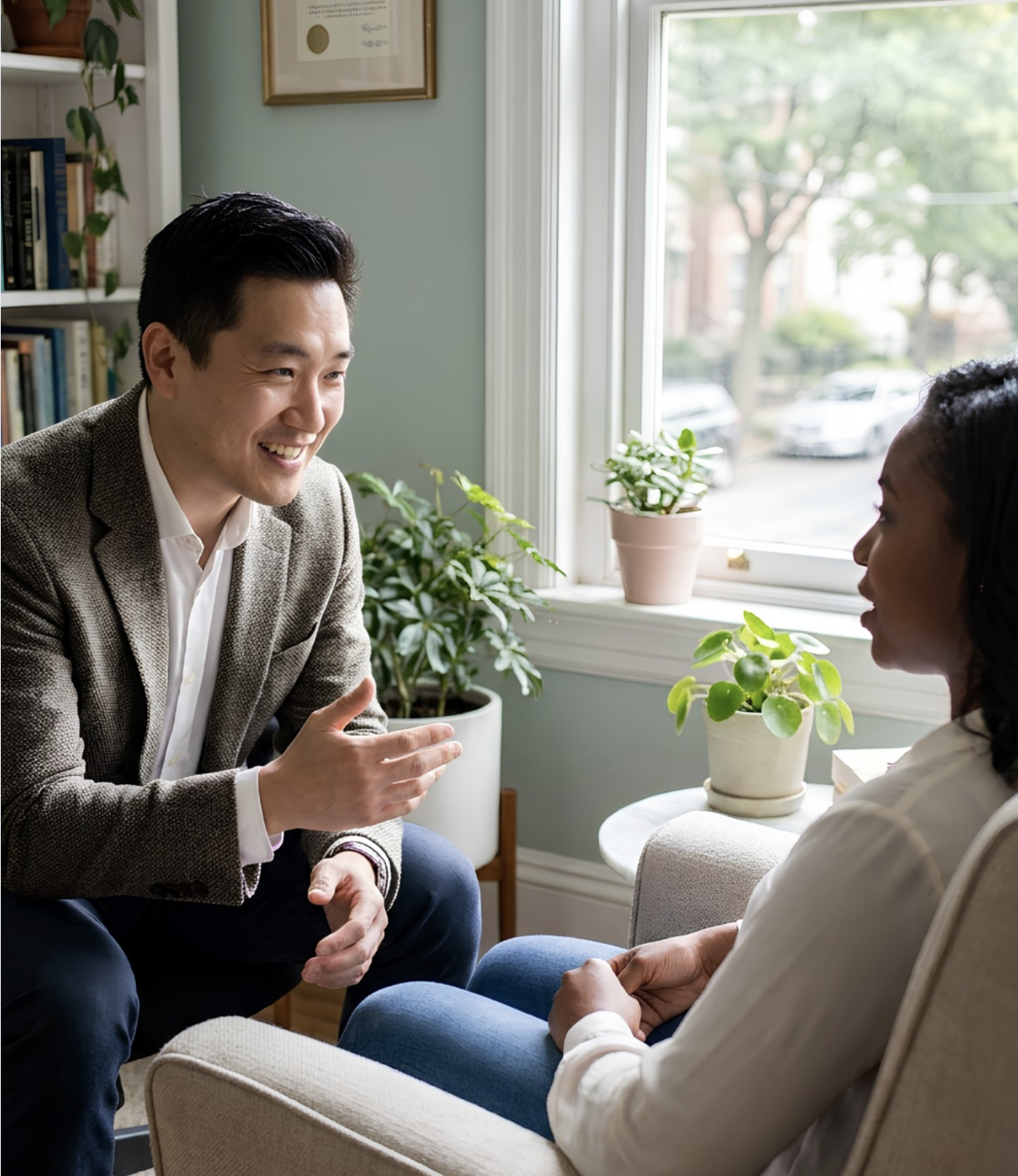 Psychologist supporting a client